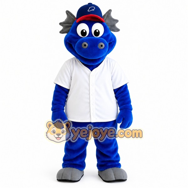Blue Gray Dragon Baseball Mascot Costume