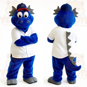 Blue Gray Dragon Baseball Mascot Costume