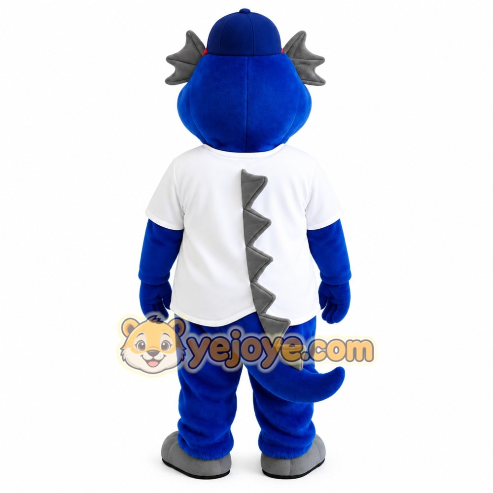Blue Gray Dragon Baseball Mascot Costume