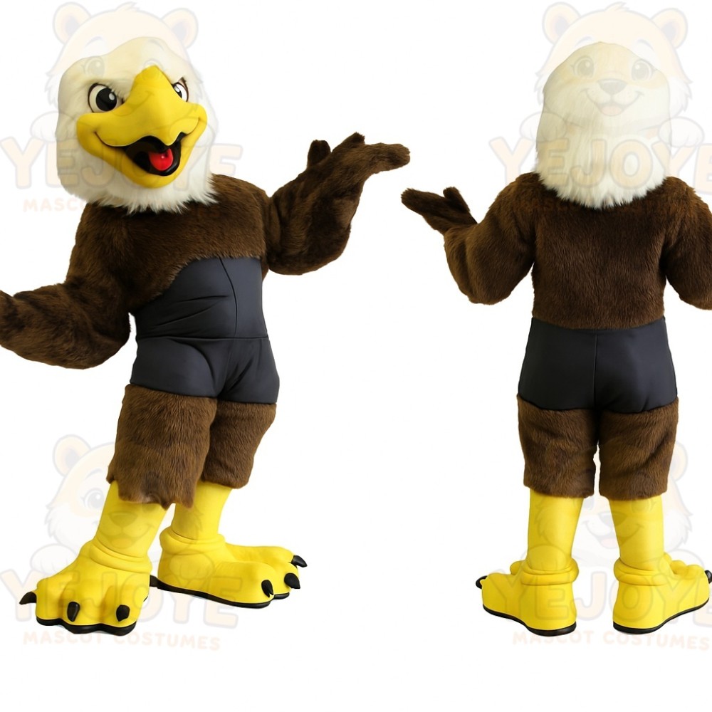 Brown White Yellow Eagle Mascot Costume