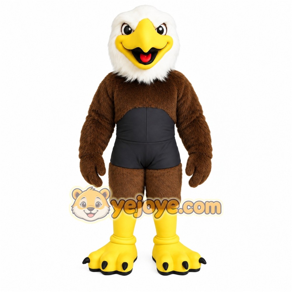 Brown White Yellow Eagle Mascot Costume Brown White Yellow Eagle Mascot Costume