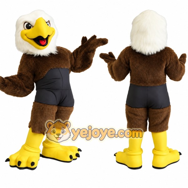Brown White Yellow Eagle Mascot Costume