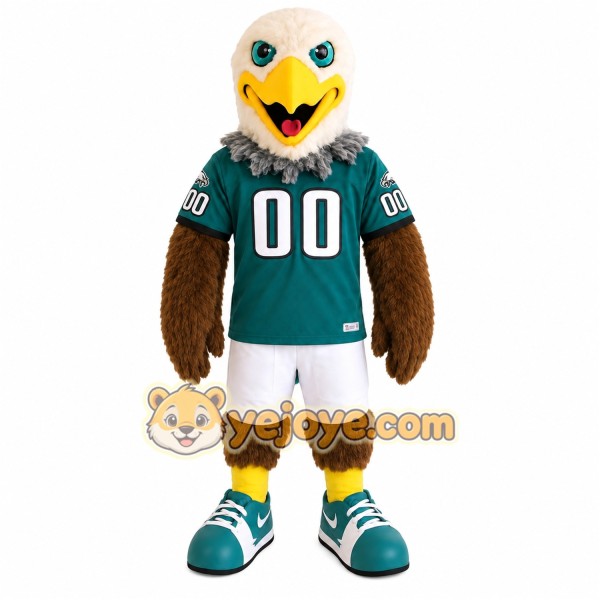 Teal White Brown Eagle Mascot Costume