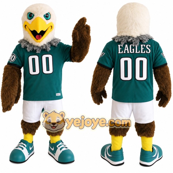 Teal White Brown Eagle Mascot Costume