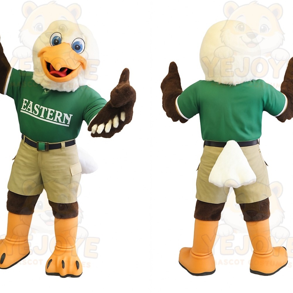 Green White Brown Eagle Mascot Costume