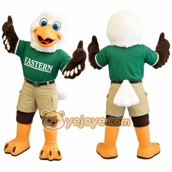 Green White Brown Eagle Mascot Costume