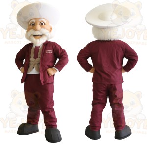 Burgundy White Old Man Mascot Costume