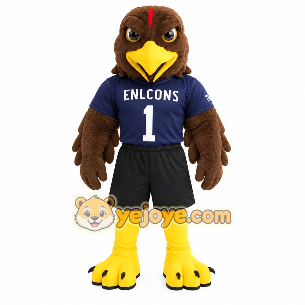 Brown Yellow Navy Falcon Mascot Costume