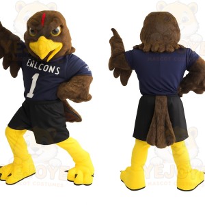 Brown Yellow Navy Falcon Mascot Costume