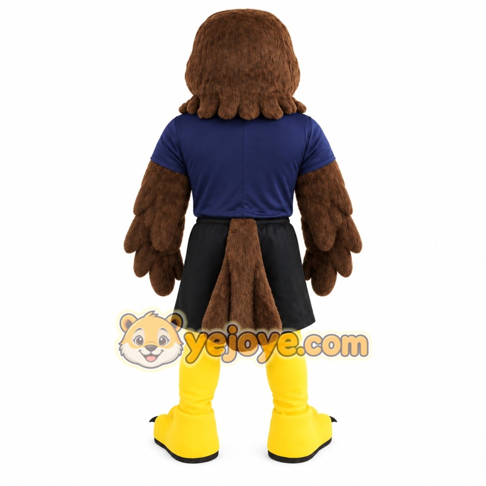Brown Yellow Navy Falcon Mascot Costume