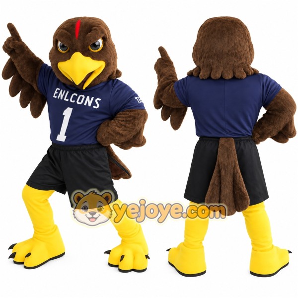 Brown Yellow Navy Falcon Mascot Costume