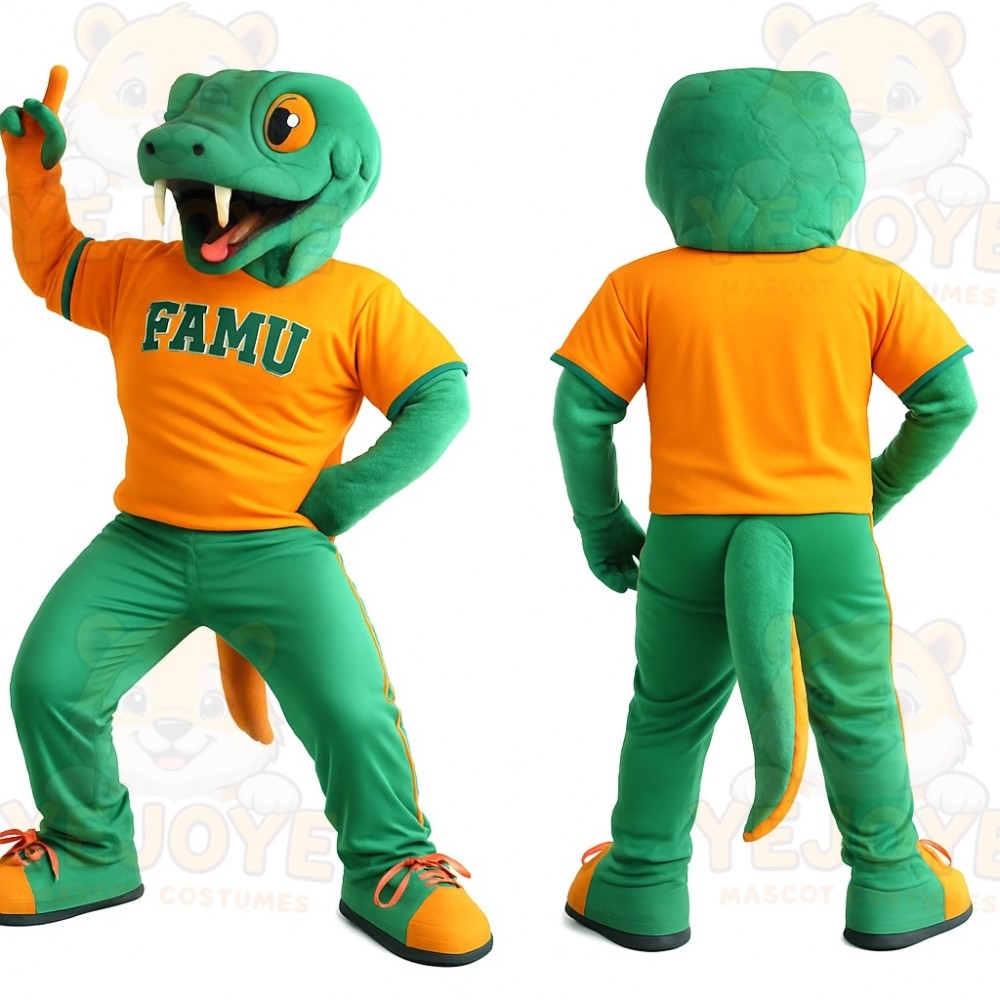 Green Orange Snake Mascot Costume