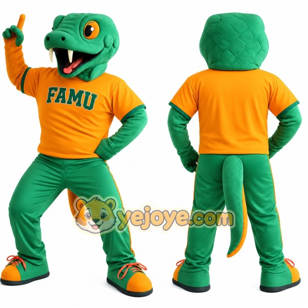 Green Orange Snake Mascot Costume