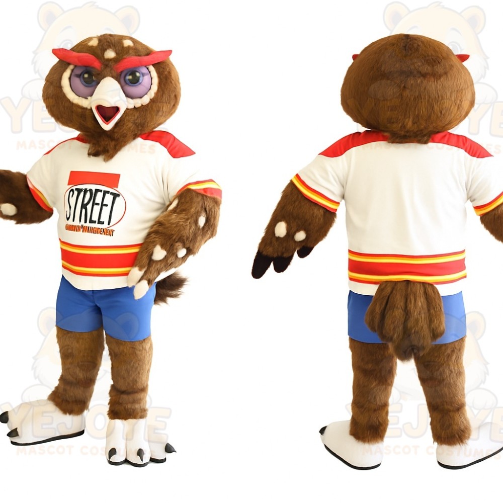 Brown White Owl Mascot Costume