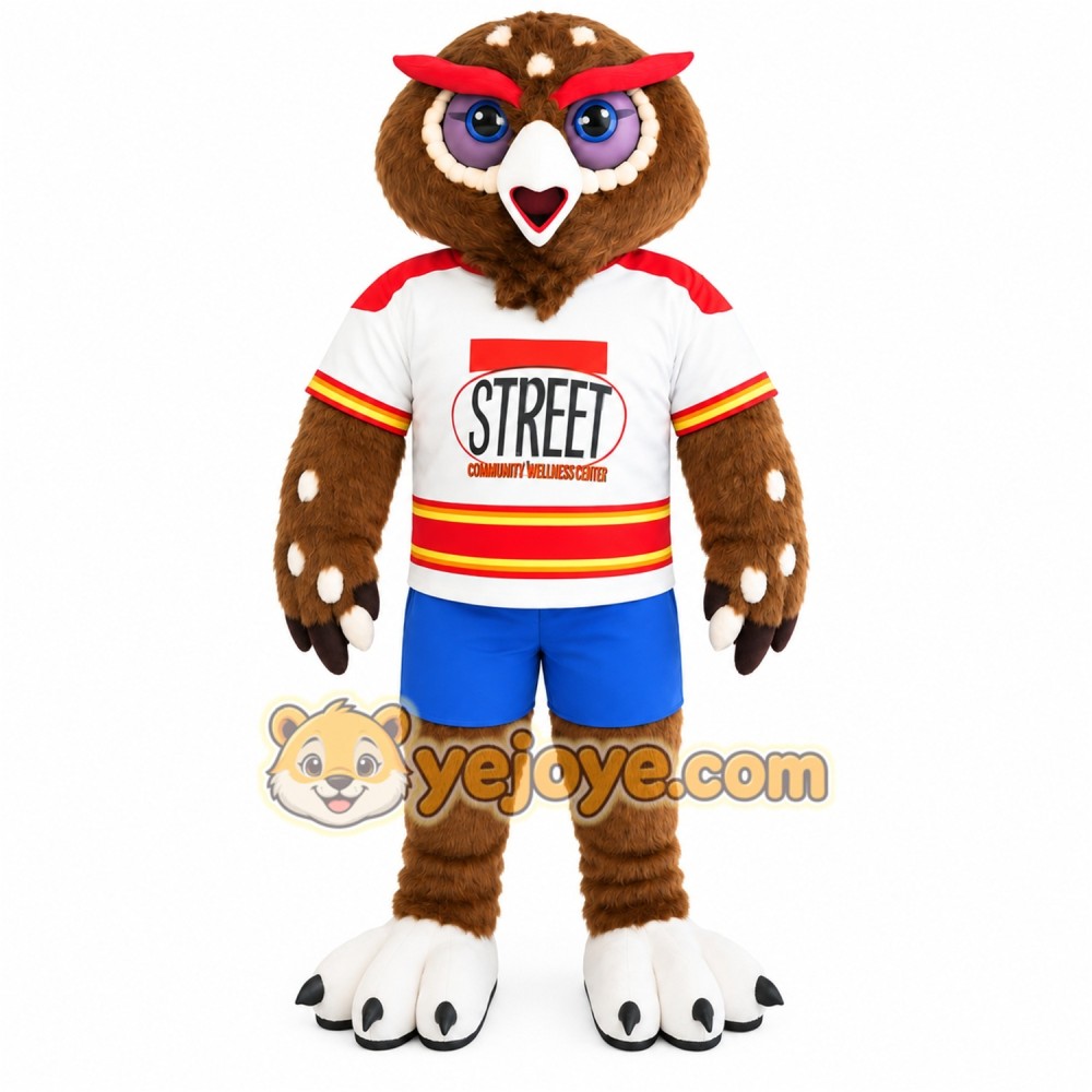 Brown White Owl Mascot Costume Brown White Owl Mascot Costume