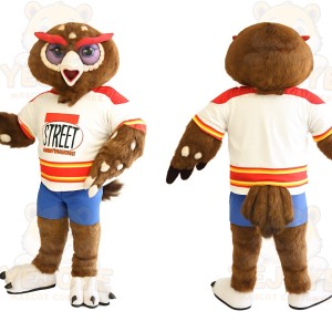 Brown White Owl Mascot Costume