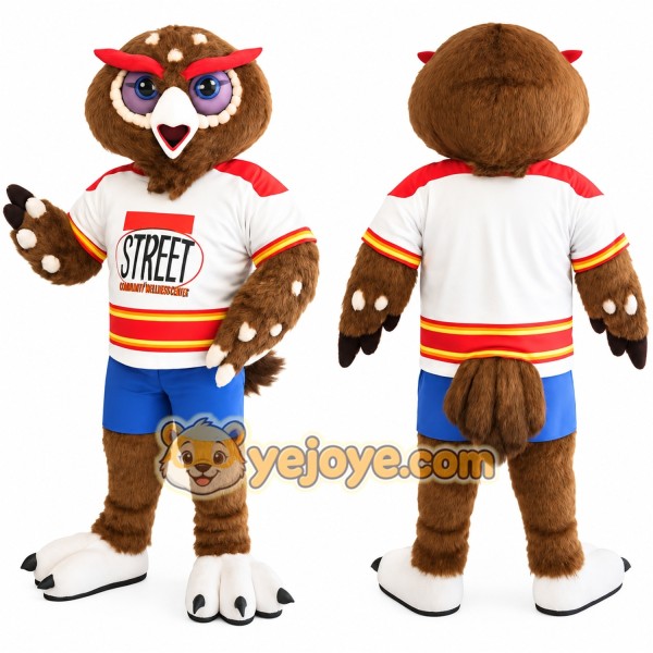 Brown White Owl Mascot Costume