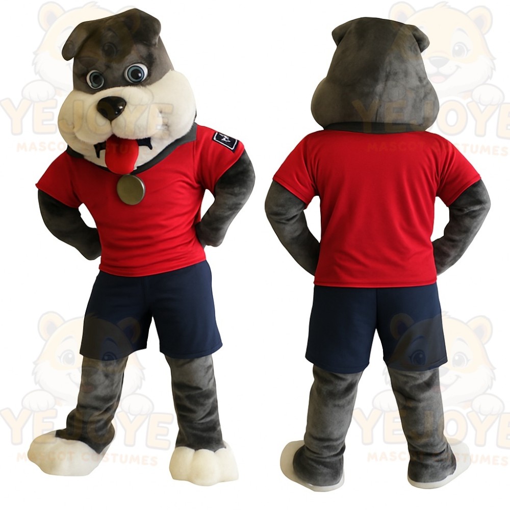 Gray White Red Navy Bulldog Mascot Costume