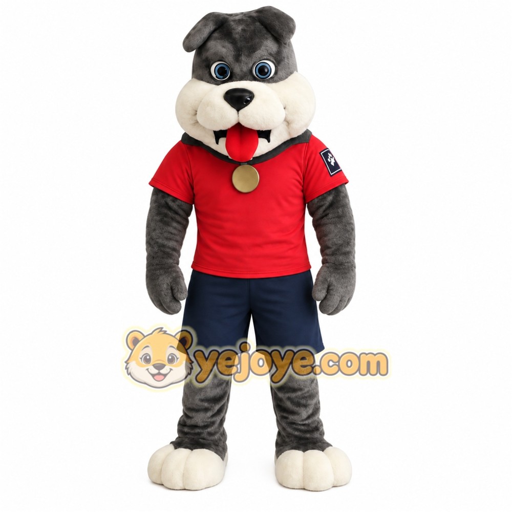 Gray White Red Navy Bulldog Mascot Costume