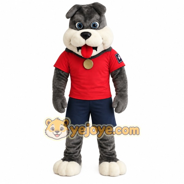 Gray White Red Navy Bulldog Mascot Costume Gray White Red Navy Bulldog Mascot Costume