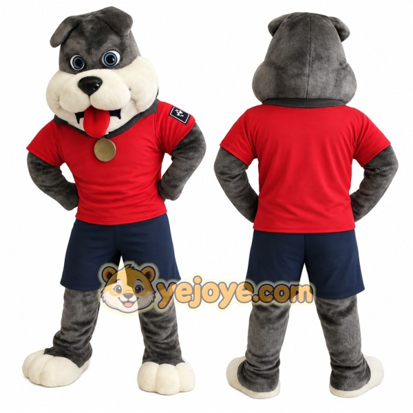Gray White Red Navy Bulldog Mascot Costume