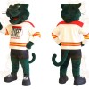 Dark Green Cream Hockey Cat Mascot Costume