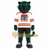 Dark Green Cream Hockey Cat Mascot Costume Dark Green Cream Hockey Cat Mascot Costume