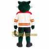 Dark Green Cream Hockey Cat Mascot Costume Dark Green Cream Hockey Cat Mascot Costume