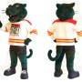 Dark Green Cream Hockey Cat Mascot Costume