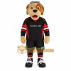 Tan Brown Black Hockey Dog Mascot Costume Tan Brown Black Hockey Dog Mascot Costume