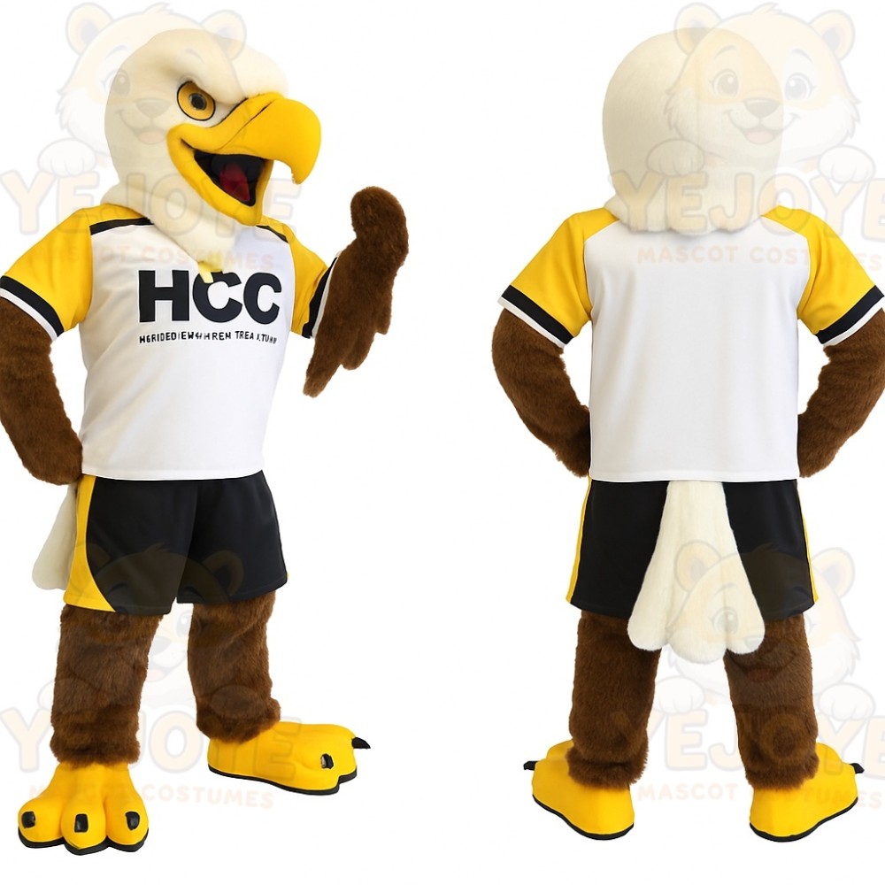 White Brown Yellow Eagle Mascot Costume
