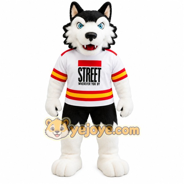 Black White Red Yellow Husky Dog Mascot Costume