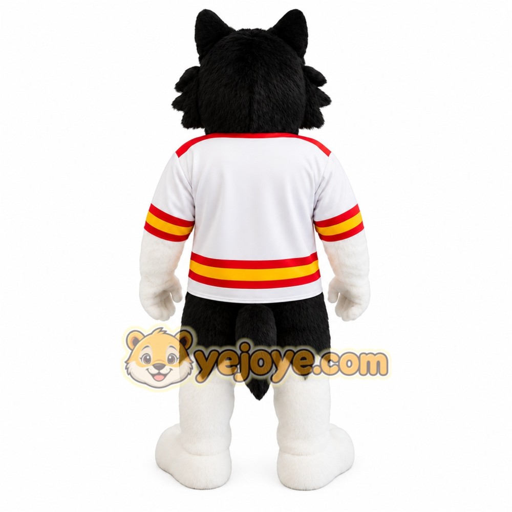 Black White Red Yellow Husky Dog Mascot Costume Black White Red Yellow Husky Dog Mascot Costume