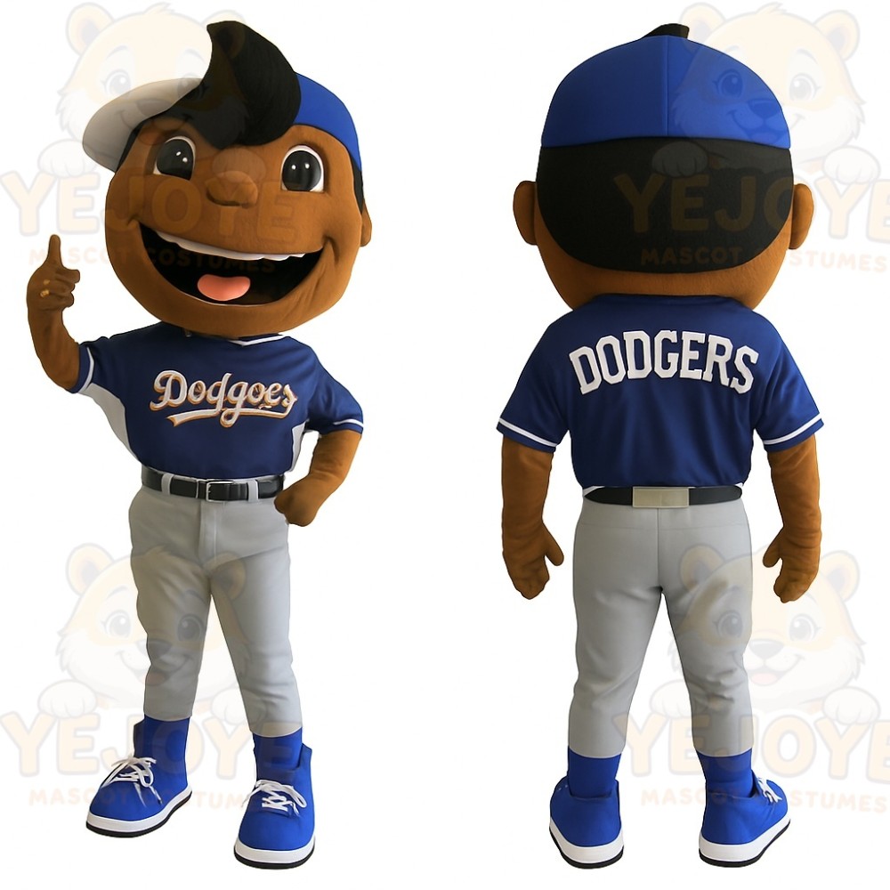 Blue Gray Baseball Player Mascot Costume