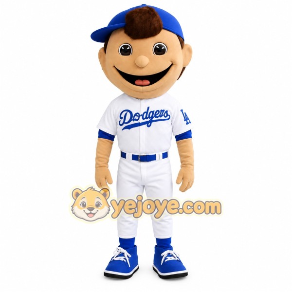 Blue White Baseball Player Mascot Costume