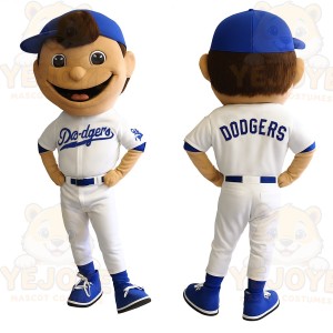 Blue White Baseball Player Mascot Costume