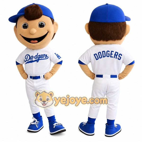 Blue White Baseball Player Mascot Costume