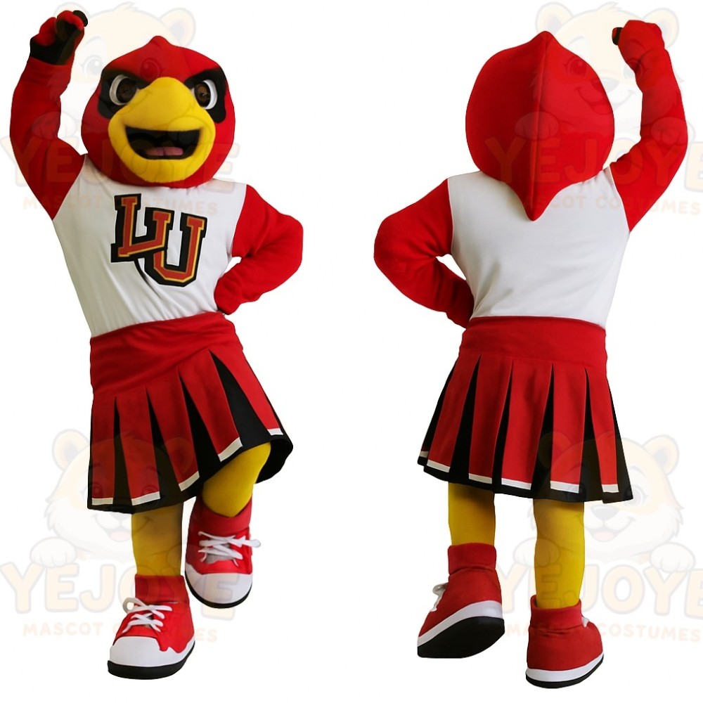 Red Yellow Cardinal Cheerleader Mascot Costume