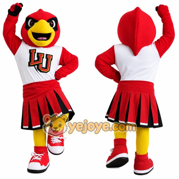 Red Yellow Cardinal Cheerleader Mascot Costume