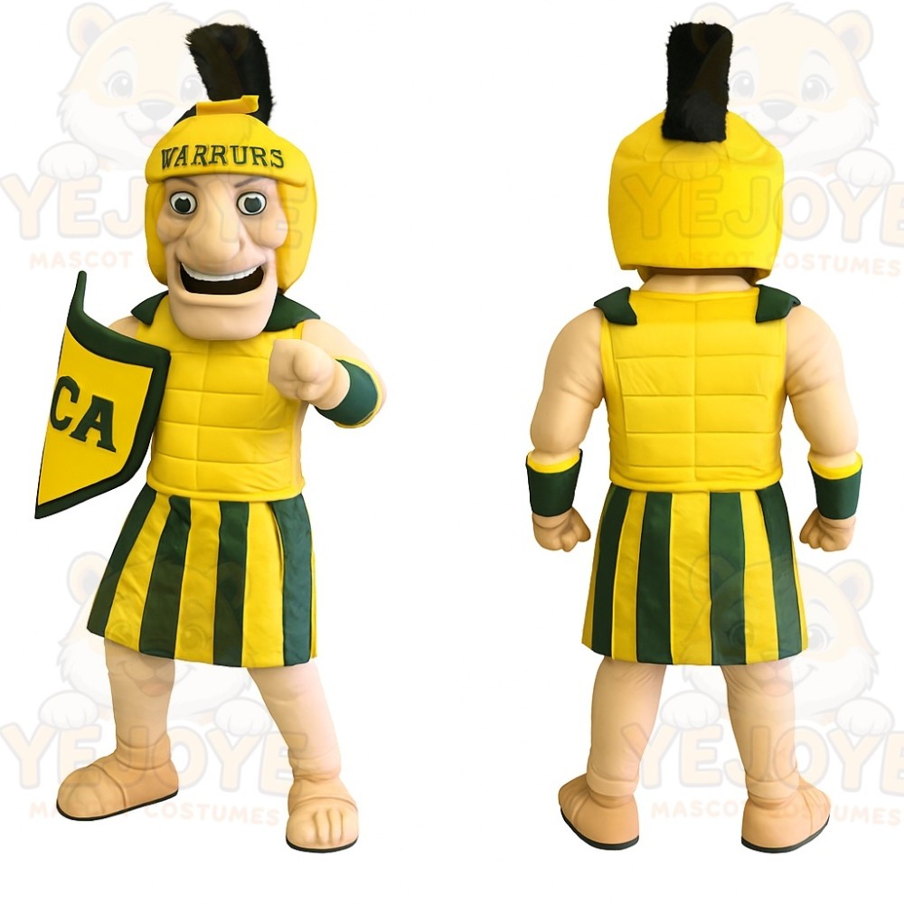 Yellow Green Warrior Mascot Costume