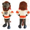Gray Brown Lion Hockey Player Mascot Costume