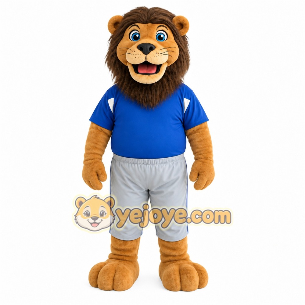 Brown Blue Gray Lion Mascot Costume Brown Blue Gray Lion Mascot Costume