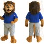 Brown Blue Gray Lion Mascot Costume