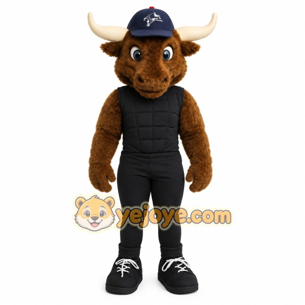 Brown Black Bull Baseball Mascot Costume Brown Black Bull Baseball Mascot Costume