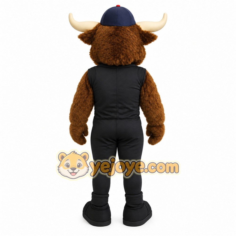 Brown Black Bull Baseball Mascot Costume Brown Black Bull Baseball Mascot Costume