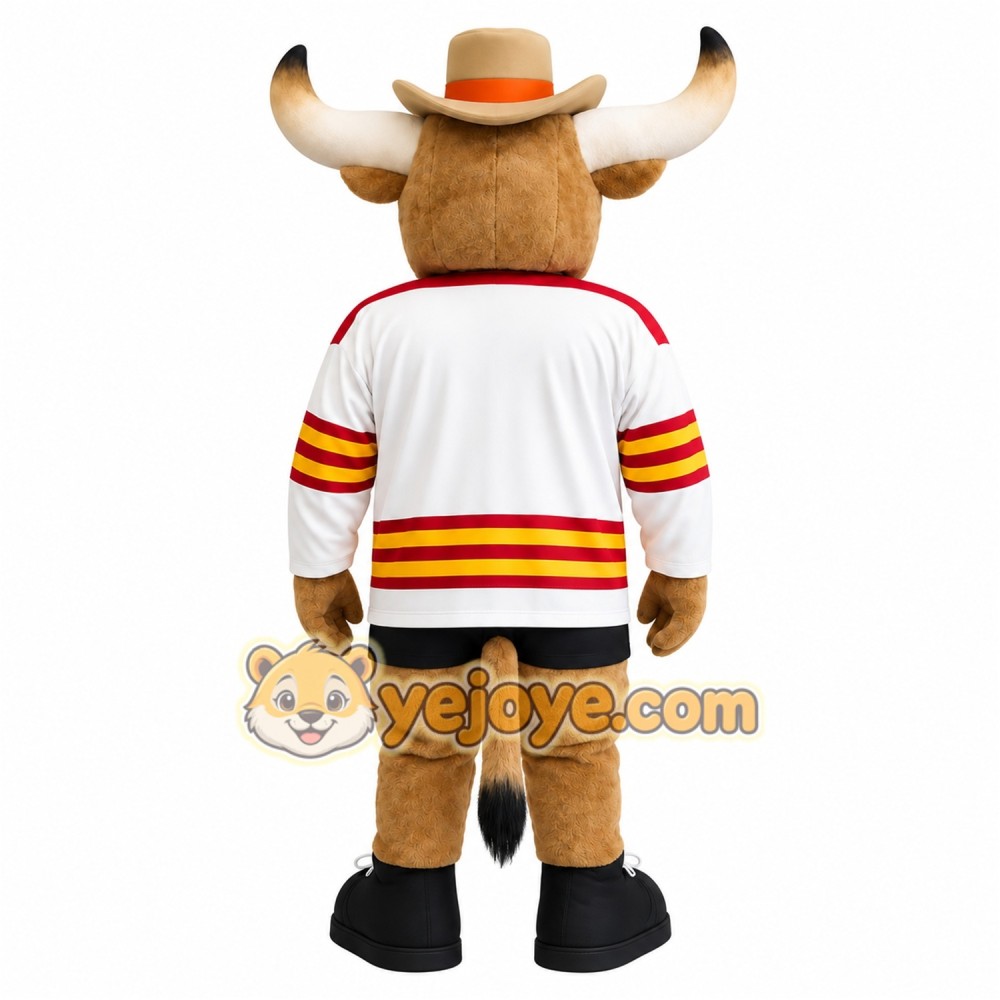Brown White Longhorn Bull Mascot Costume Brown White Longhorn Bull Mascot Costume