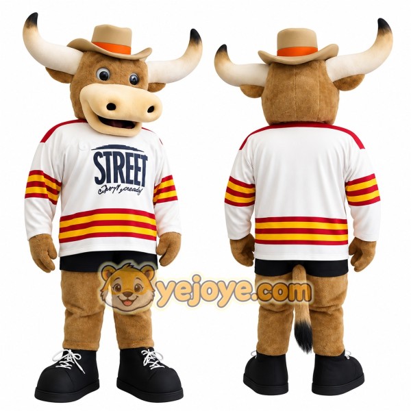 Brown White Longhorn Bull Mascot Costume