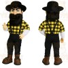 Yellow Black Bearded Lumberjack Mascot Costume