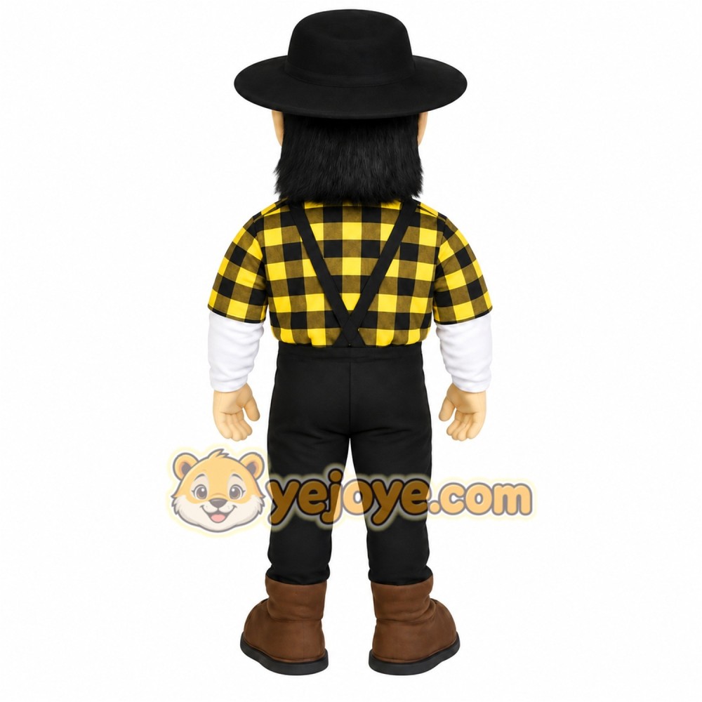 Yellow Black Bearded Lumberjack Mascot Costume Yellow Black Bearded Lumberjack Mascot Costume