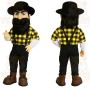 Yellow Black Bearded Lumberjack Mascot Costume
